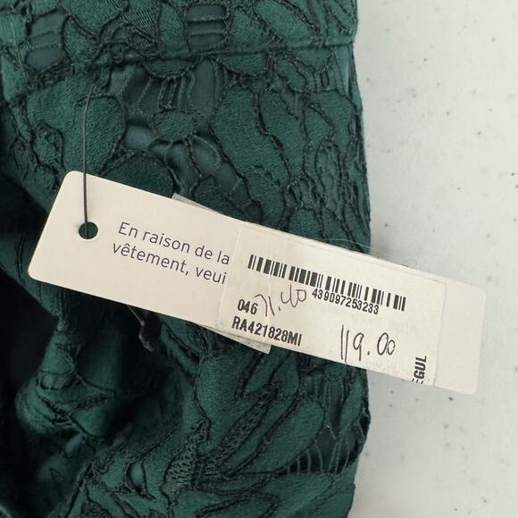 Rachel Parcell Botanica Lace Pants Women's 12 Green Scallop Hem Lined Romantic - Picture 9 of 16